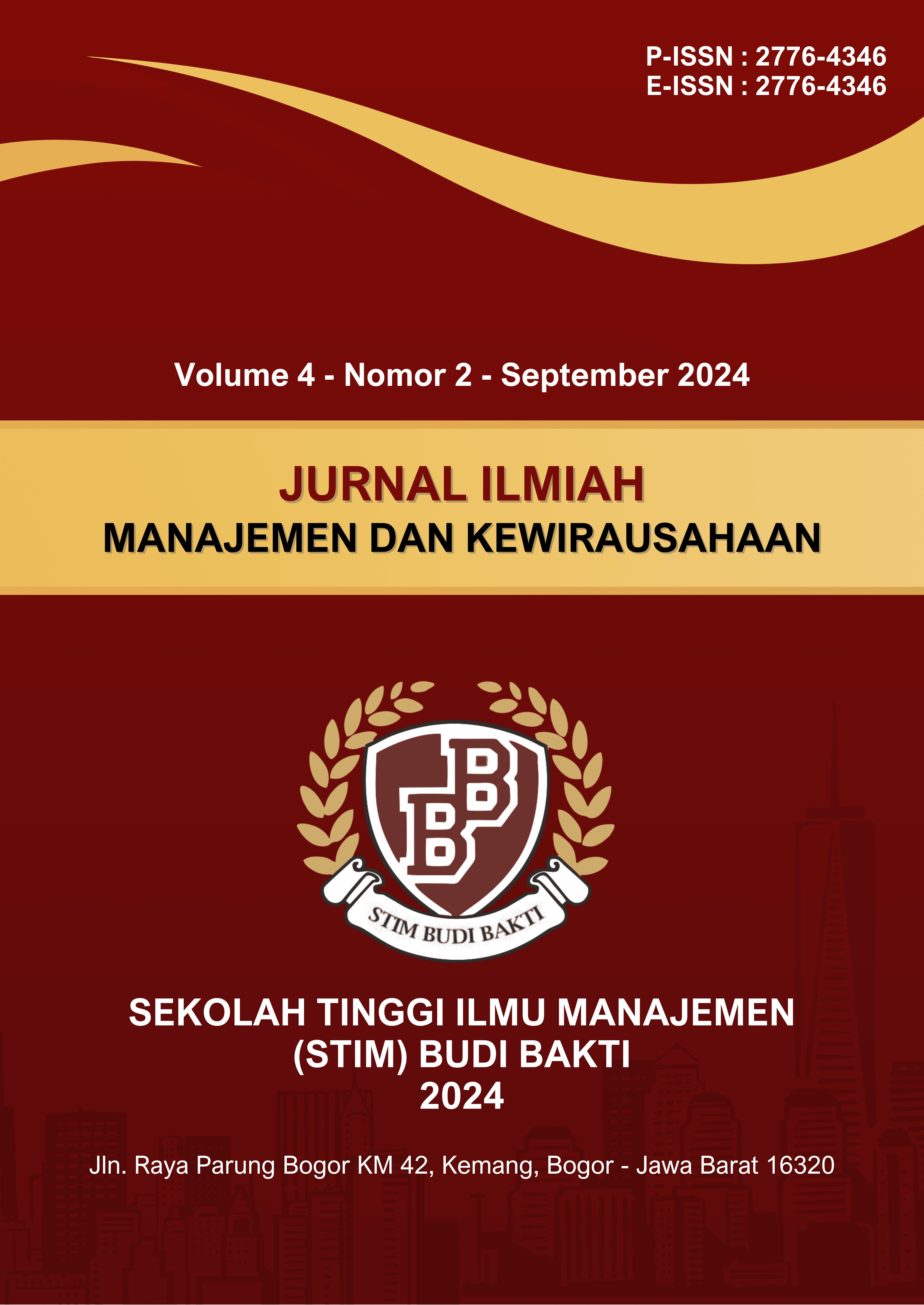 					View Vol. 4 No. 2 (2024): Jurnal Ilmiah Manajemen dan Kewirausahaan
				